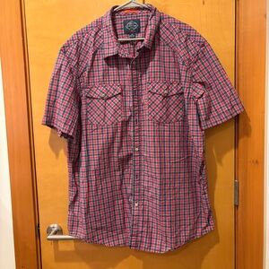 St. John's Bay Red and Blue men’s xxl short sleeve classic fit button down Shirt